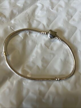 Pandora Sterling Silver Heart Clasp Snake Chain Bracelet